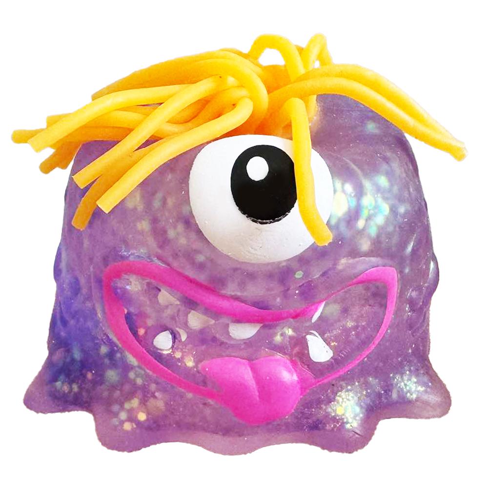 Антистресс Монстрик Волосатик с блестками 7 см Фиолетовый (25932336)