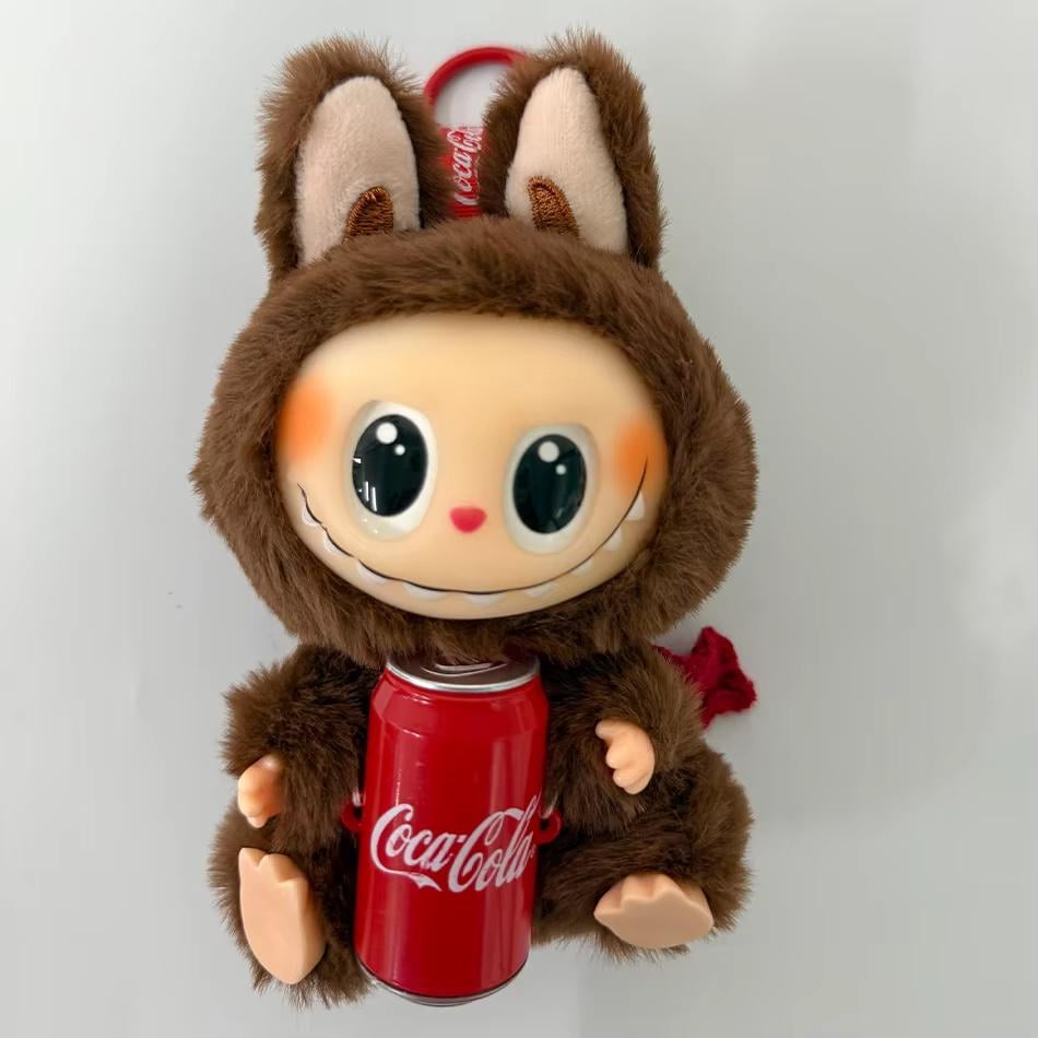 Мягка игрушка-брелок Labubu Coca Cola банка в коробке Коричневый
