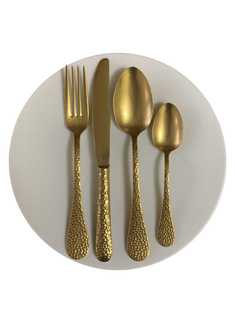Набор столовых приборов в подарочной коробке Narin Dovme Retro Gold PVD Titanium 24 предмета