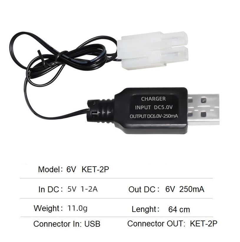 Зарядное устройство для аккумулятора радиоуправляемой модели Li-Po Li-ion 6V 250 mAh (KET 2P) - фото 2