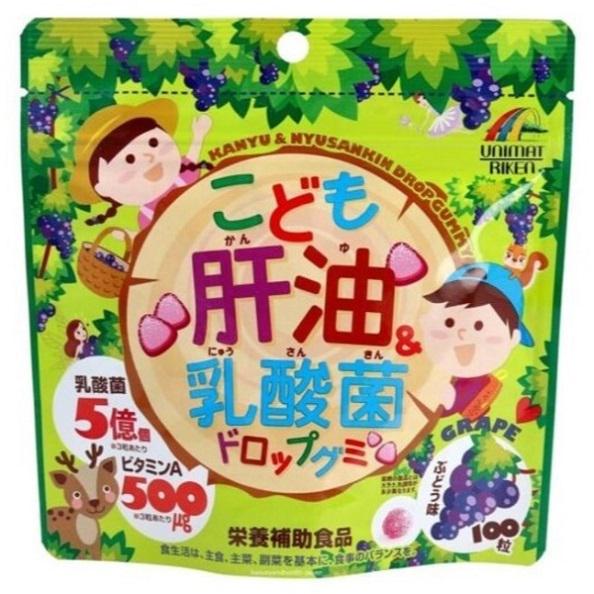 Комплекс для профилактики пищеварения у детей Unimat Riken Kodomo Kanyu + LactoBacillus 100 Gummies Grape (000024414)