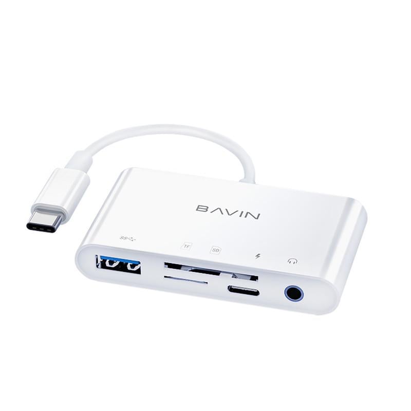 USB-хаб BAVIN OTG-32 5 портов USB 3.0/TF/SD/Type-C/AUX 3.5 White (U-OTG-32)