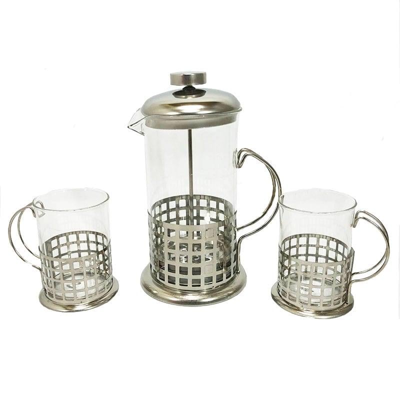 Сервіз для чаю та кави Unique UN-1155 френч-прес скляний та чашки 2 шт. 600 мл (26202764)