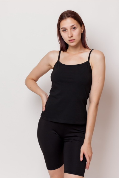 Майка женская хлопковая на тонких бретелях Vivioji MKW-20-1 Черный L (12396)