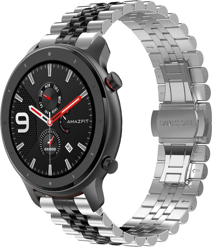 Браслет металевий Stech Line для Amazfit GTR 47mm Silver Black (29149-69)