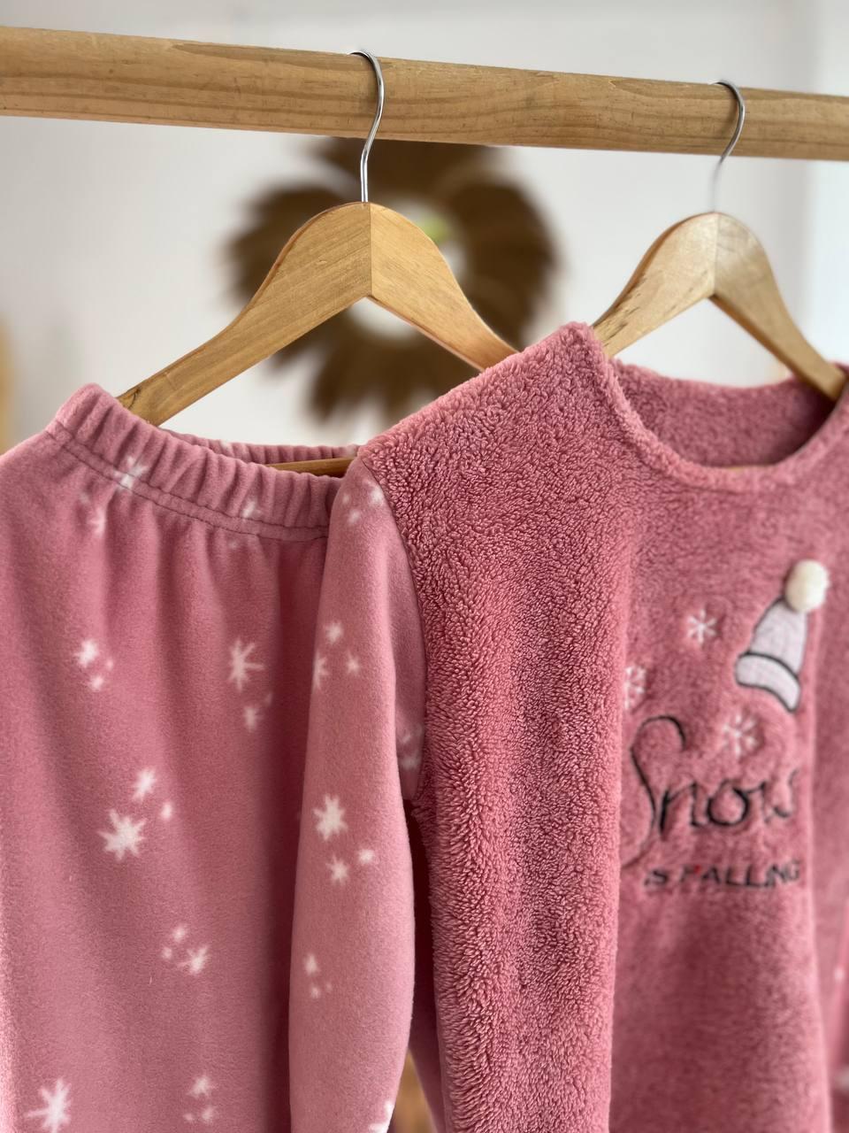 Пижама женская DO2166 на флисе с принтом XL Розовый - фото 6