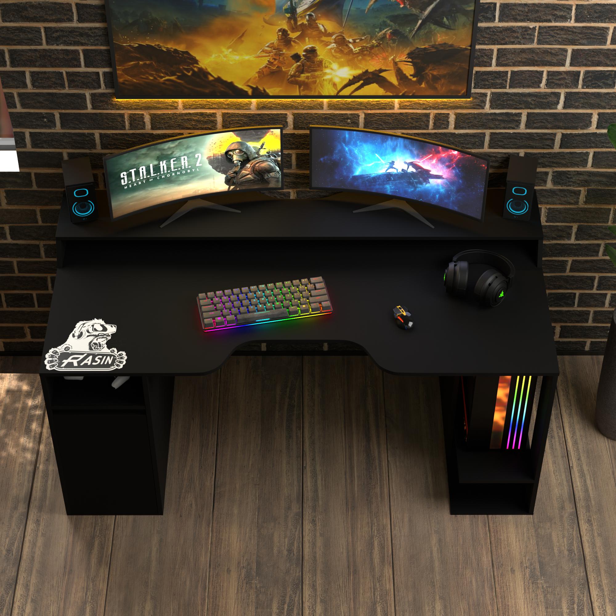 Стол геймерський ергономічний із надбудовою Zeus Rasin RS-28 із ЛДСП Чорний (RS-38) - фото 3 Стол геймерський ергономічний із надбудовою Zeus Rasin RS-28 із ЛДСП Чорний (RS-38) - фото 3