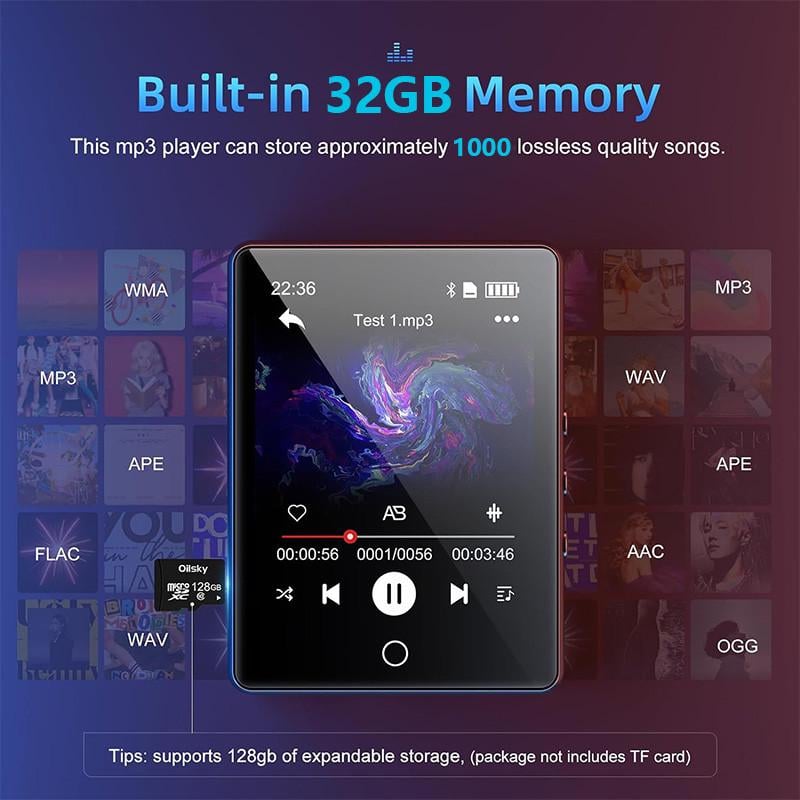 MP3-плеер A6 Bluetooth Hi-Fi 32Gb с полным сенсорным экраном/FM-радио и диктофоном - фото 6