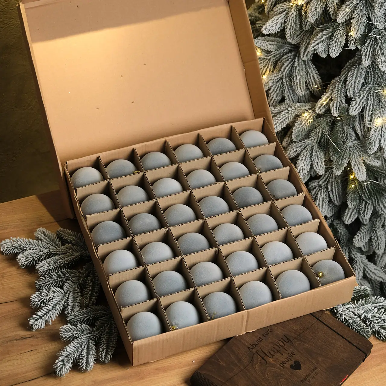 Набір куль новорічних Оксамит D-8 см 18 шт. Сірий (Куля сіра) - фото 2 Набір куль новорічних Оксамит D-8 см 18 шт. Сірий (Куля сіра) - фото 2