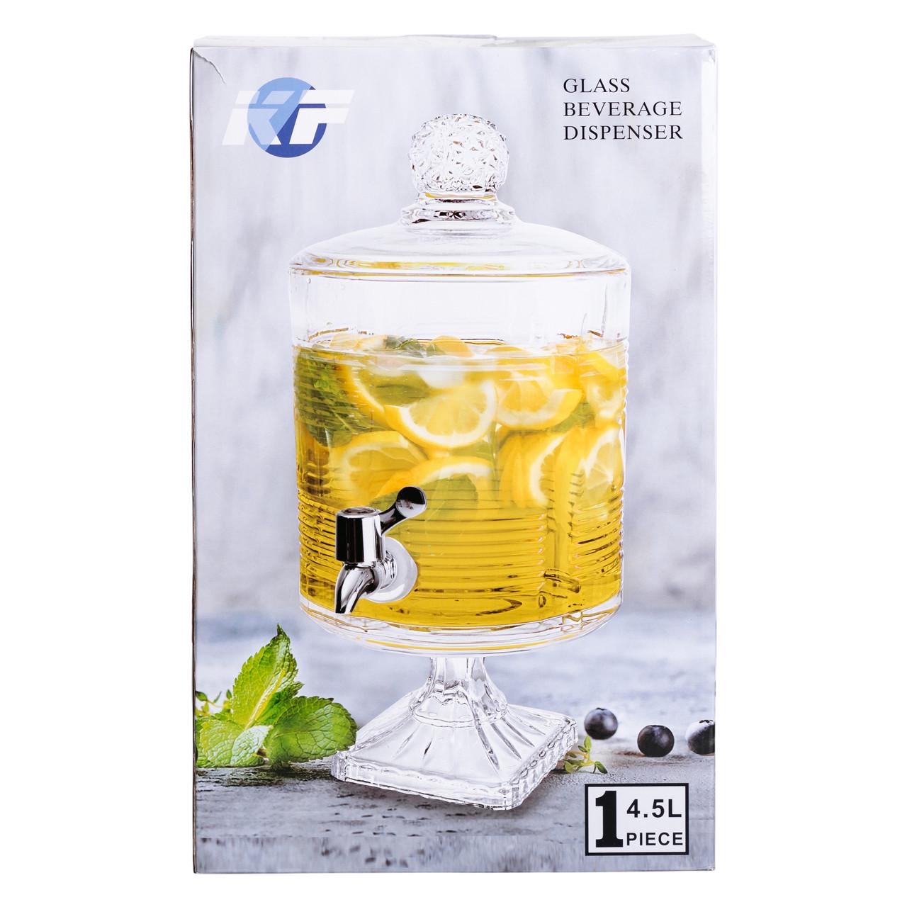 Лимонадниця зі скляним краном на підставці 39 см 4,5 л Прозорий (HP-19-3) - фото 5 Лимонадниця зі скляним краном на підставці 39 см 4,5 л Прозорий (HP-19-3) - фото 5