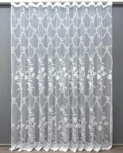Тюль в гостиную жаккард с принтом 2,8 м Белый (1606т)