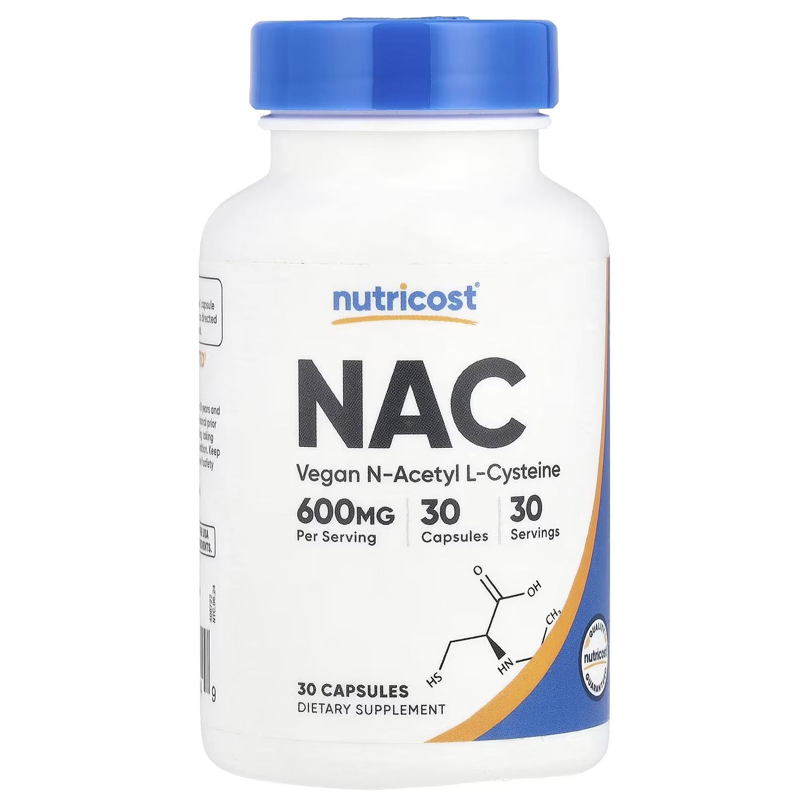 Комплекс N-ацетил-L-цистеїн Nutricost NAC 30 кап. 600 мг