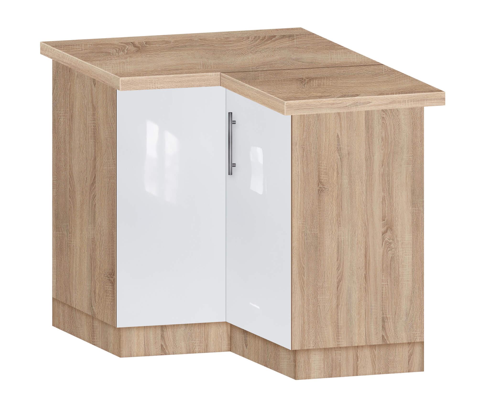 Тумба кутова кухонна МАКСІ-МЕблі №2 зі стільницею 1-ї категорії (складська програма) ЛЮКС з фарбованими МДФ фасадами Дуб сонома/Білий (73138)