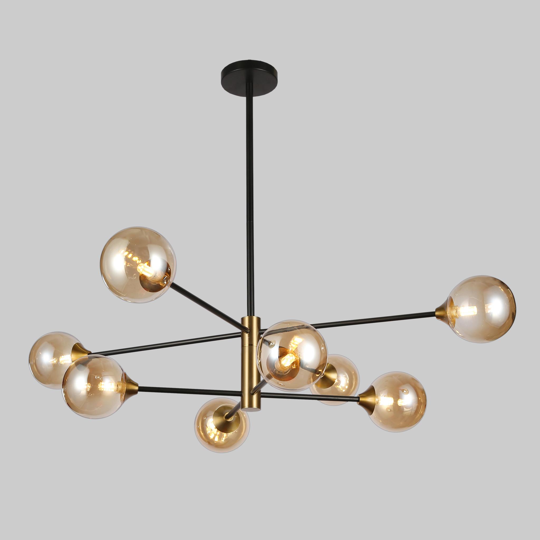 Люстра Atoms с кофейными плафонами на 8 лампочек Черный