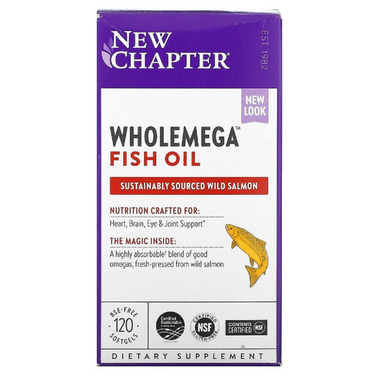 Жир аляскинского лосося Chapter Wholemega Alaskan Salmon Oil 1000 мг 120 желатиновых капсул (NC5003)