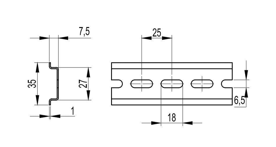 Рейка DIN ДКС Omega 3F Quadro перфорированная 35х7,5х1 мм х 2 м (02140) - фото 2 Рейка DIN ДКС Omega 3F Quadro перфорированная 35х7,5х1 мм х 2 м (02140) - фото 2