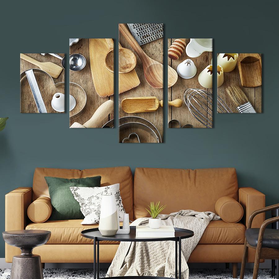 Модульная картина из 5 частей на холсте Новый кухонный инвентарь 162x80 см (284-52)