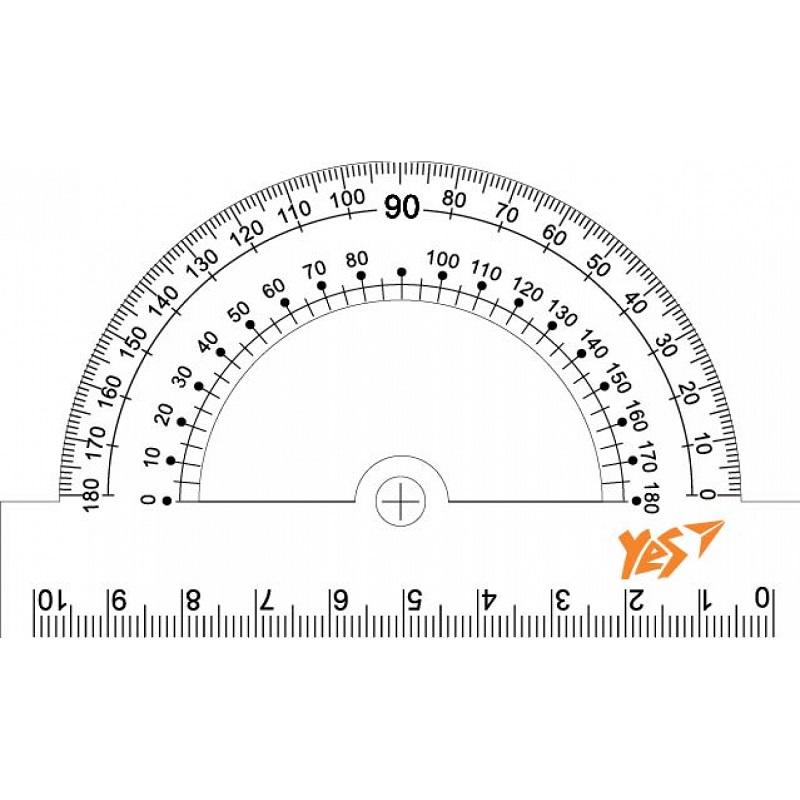 Транспортир с линейкой YES 10 см (370407)