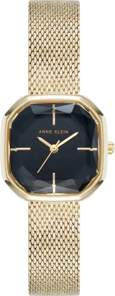 Наручные часы женские Anne Klein AK/5248BKGB с черным циферблатом и золотистым стальным браслетом