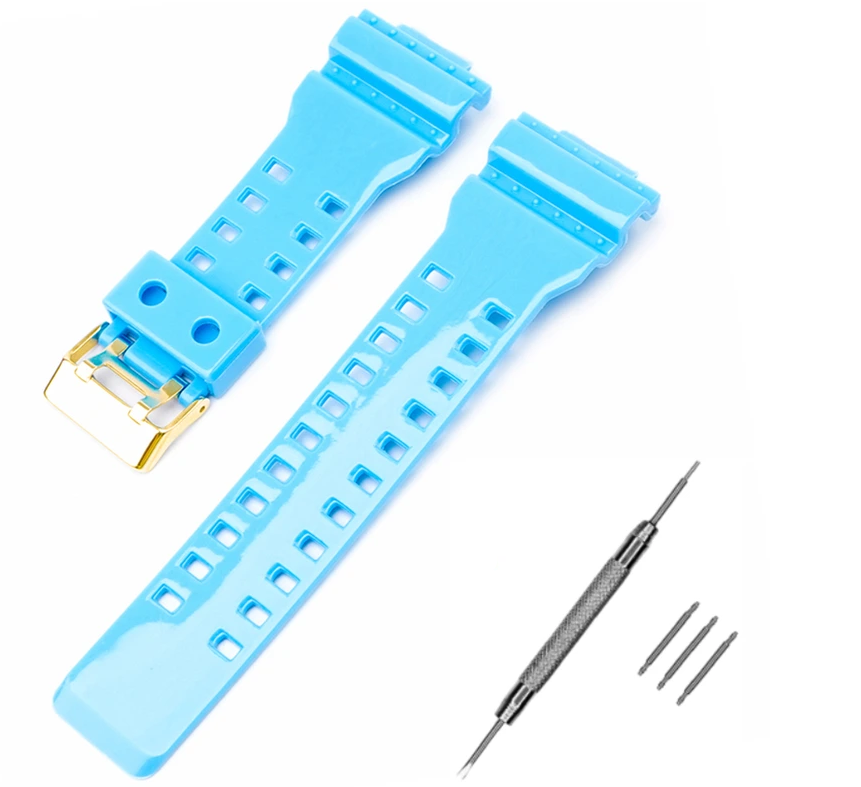 Ремінець для Casio G-Shock GA-100/110/120 Light Blue-Glossy GD (4036)
