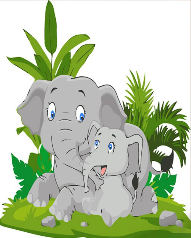 Картина по номерам Strateg Премиум Слоненок с мамой 30х30 см (ES138)