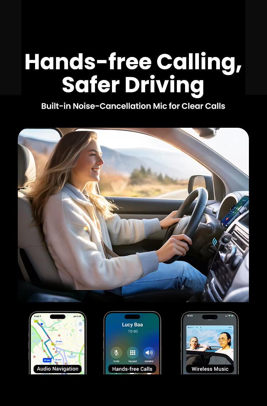 Адаптер UGREEN Bluetooth 5.4 AUX 3,5 мм 300 мАг 20 год Чорний (35003) - фото 17 Адаптер UGREEN Bluetooth 5.4 AUX 3,5 мм 300 мАг 20 год Чорний (35003) - фото 17