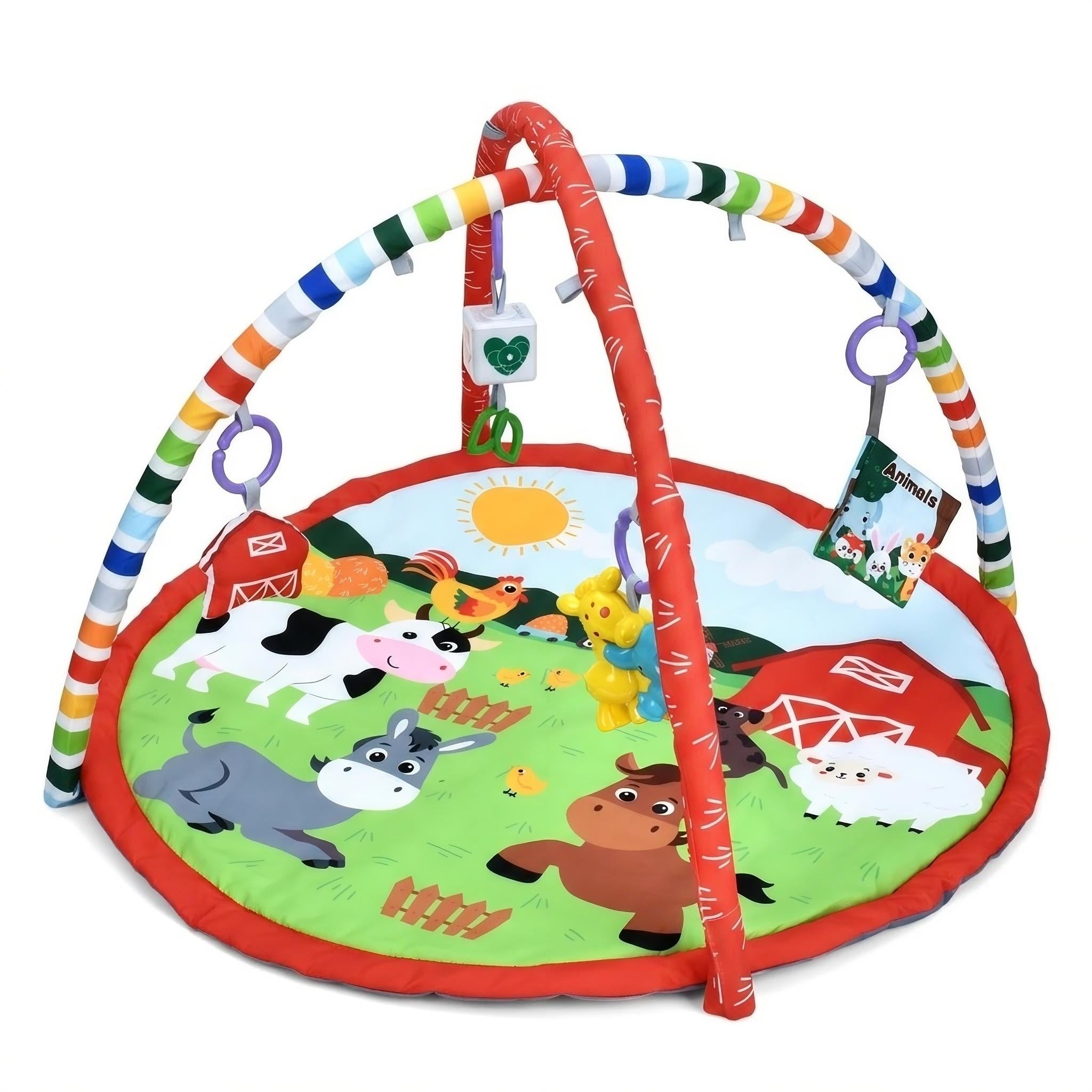 Развивающий коврик для младенца 63634F 82 см 2 дуги 4 подвески Разноцветный (32618689)