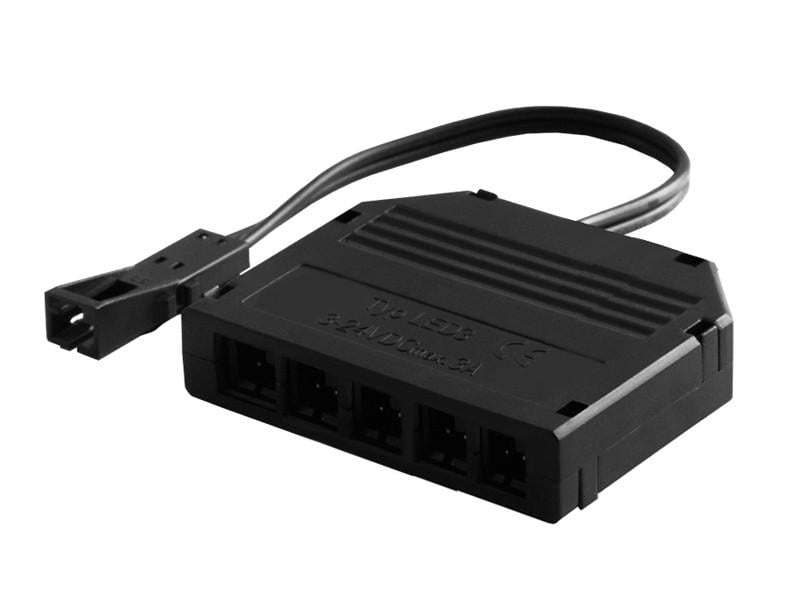 Разветвитель на 5 разъемов MINI AMP 22AWG кабель 100 мм LED Черный (4629)
