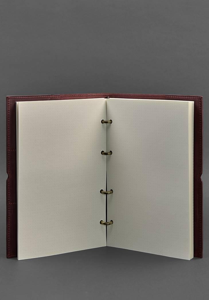 Блокнот шкіряний Софт-бук 9.0 Crazy Horse А4 на кільцях в м'якій обкладинці Бордовий (A-027505) - фото 7