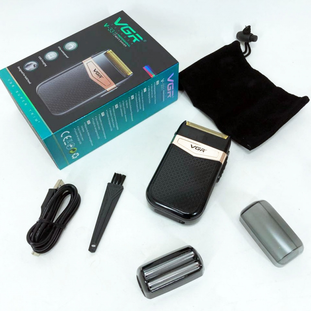 Электробритва сеточная VGR V-331 USB зарядка влагозащищенная с двойной сменной головкой (ML-05099) - фото 4 Электробритва сеточная VGR V-331 USB зарядка влагозащищенная с двойной сменной головкой (ML-05099) - фото 4