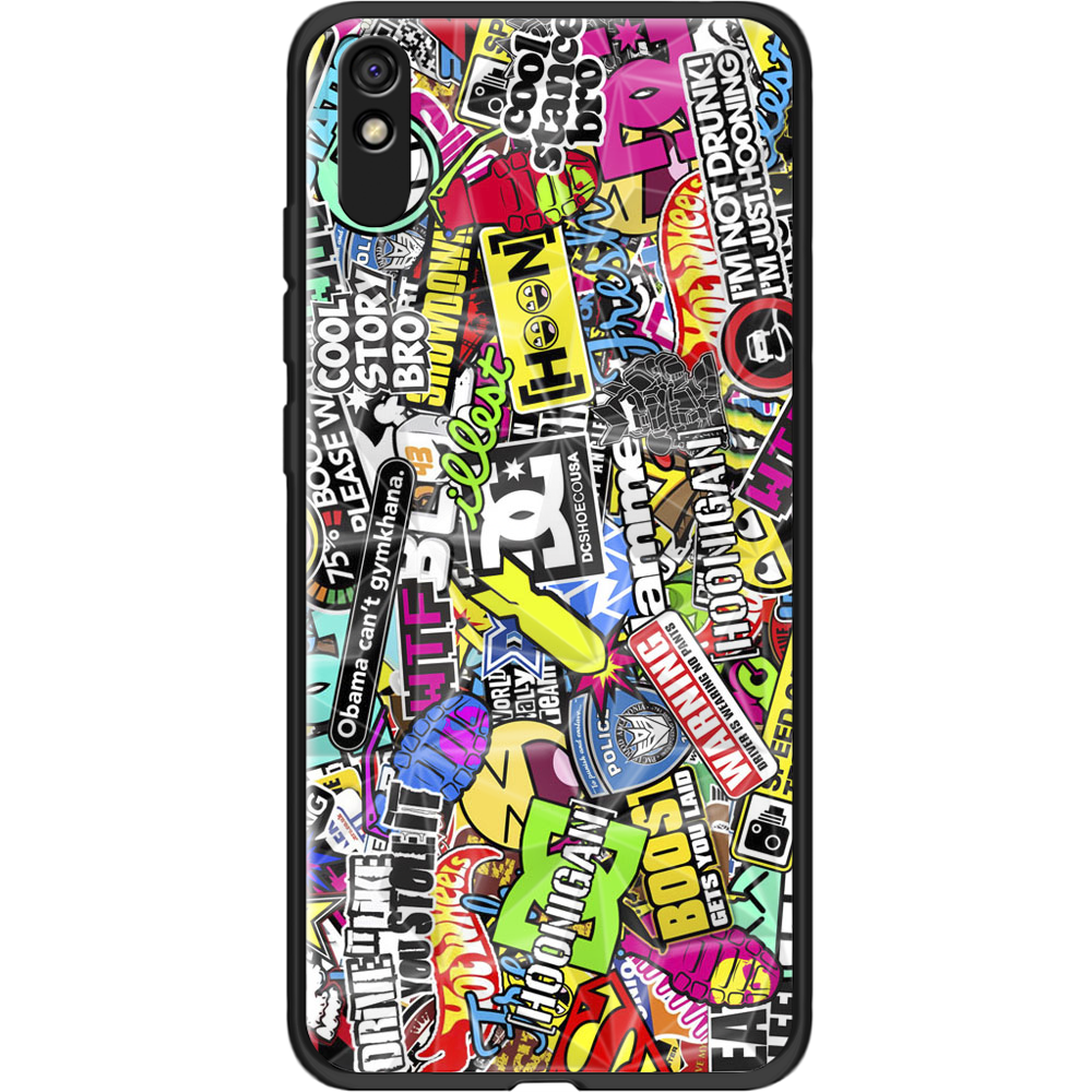 Чехол BoxFace Xiaomi Redmi 9A Multicolored Inscriptions Черный силикон с призмой (40304-up880-12345)