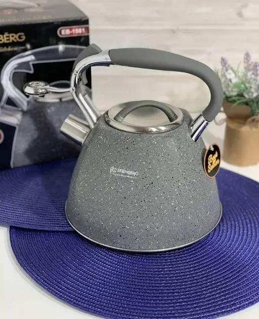 Чайник зі свистком Edenberg EB-1981 мармурове покриття для індукційної плити 3 л Сірий (2530556599)