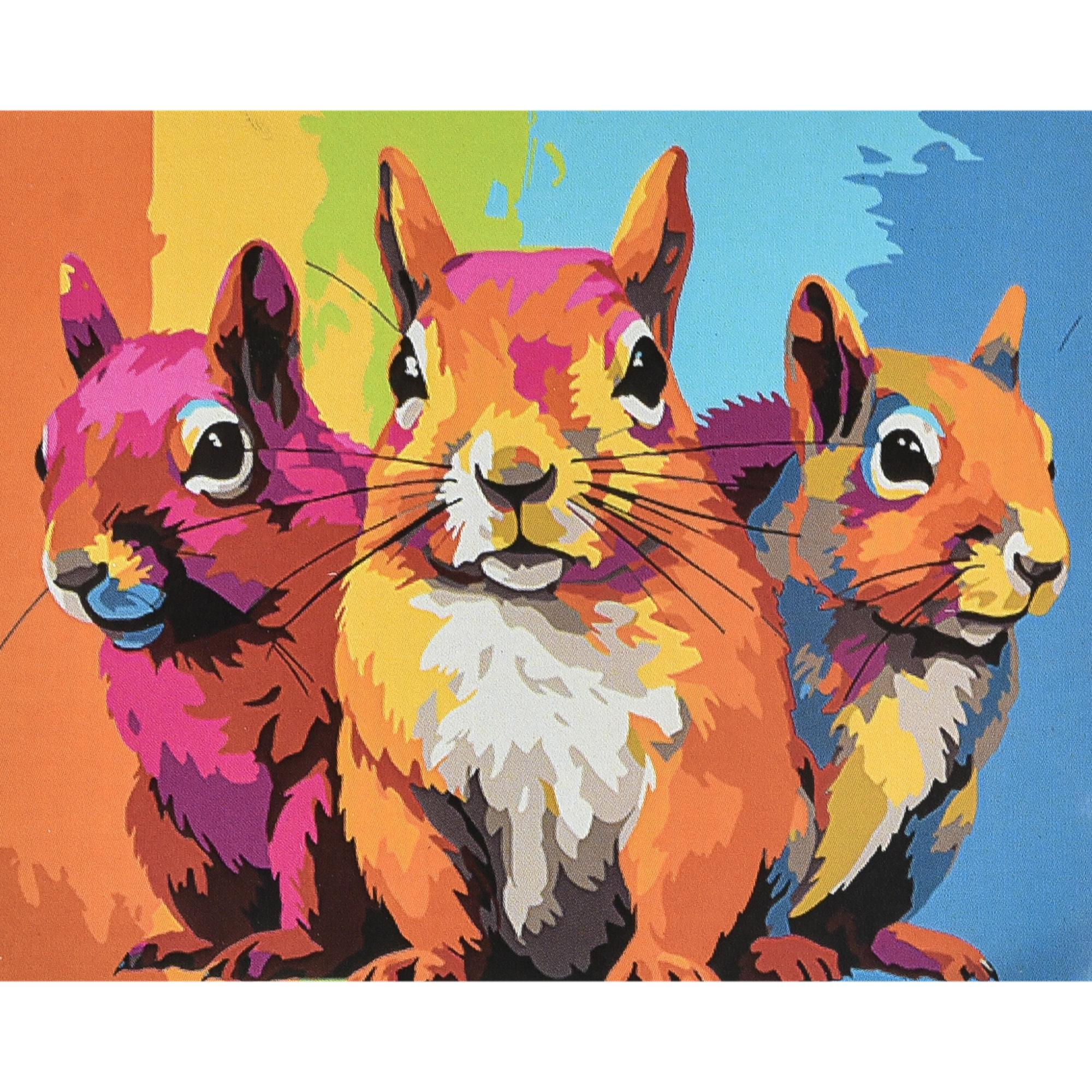 Картина по номерам Strateg Премиум Цветные приключения белок с лаком и уровнем 40x50 см (Str-VA-4665)