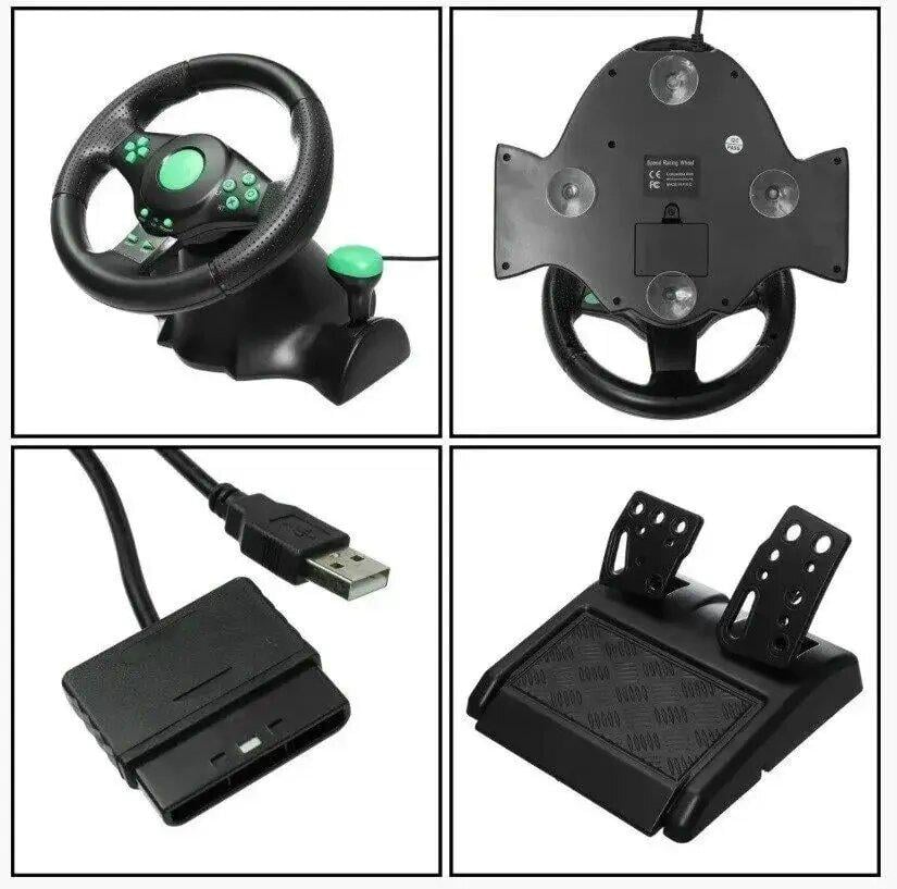 Ігрове кермо Vibrating Wheel PS3 PC USB з педалями - фото 2