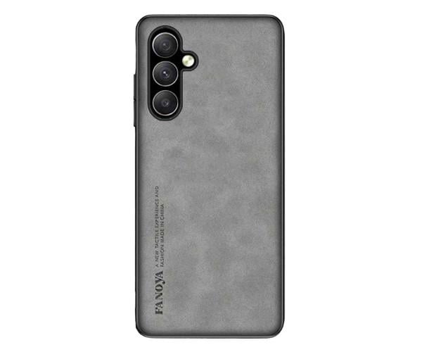 Кожаный чехол - накладка Fanoya для Samsung Galaxy A24 4G Серый