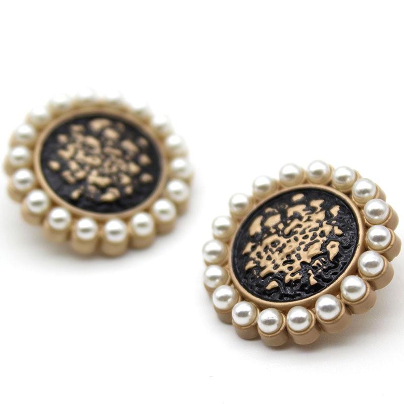 Пуговица Vintage pearls LuxFabric на ножке металл/эмаль 18 мм 1 шт. Черный (ПВ1818в06)