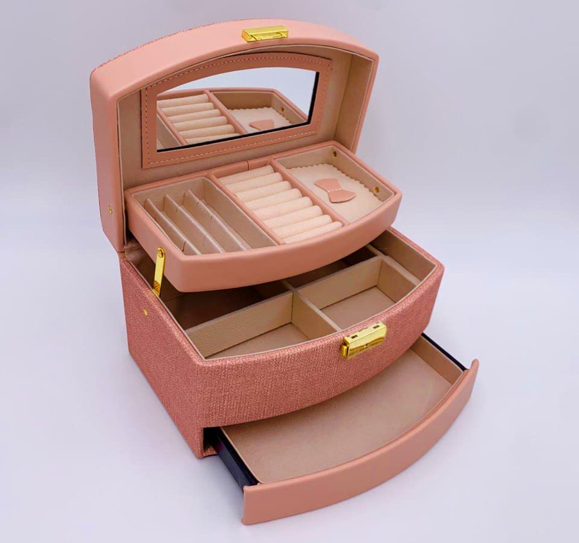 Скринька-трансформер для прикрас з екошкіри 15х13х12 см Рожевий