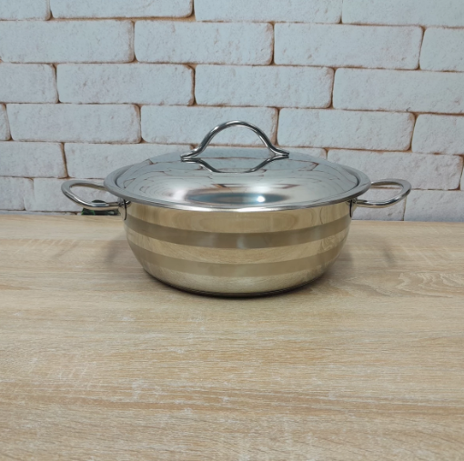 Кастрюля-сотейник OMS из нержавеющей стали с крышкой для газа и индукции 2,8 л (2006-2.8) - фото 3