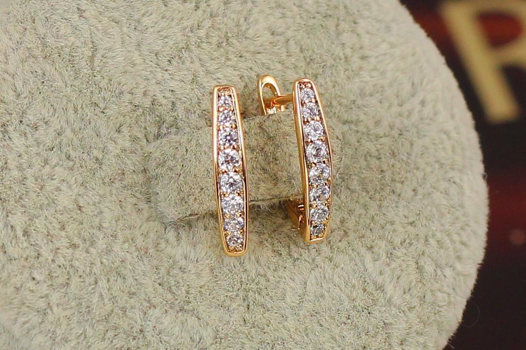 Серьги Xuping Jewelry Стрела из фианитов 1,6 см Золотистый