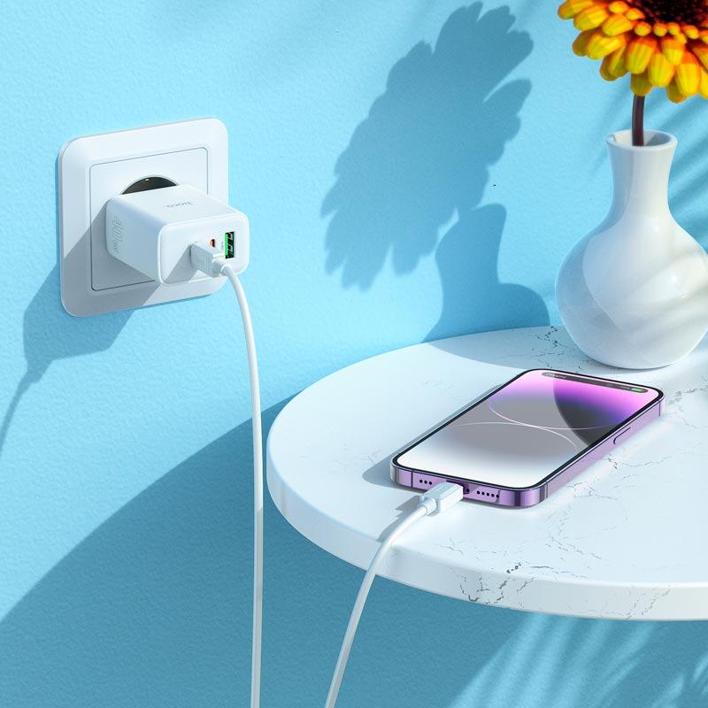 Зарядное устройство сетевой Hoco Pure power three-port C126A USB 2Type-C 40 W 3 A (584775) - фото 7