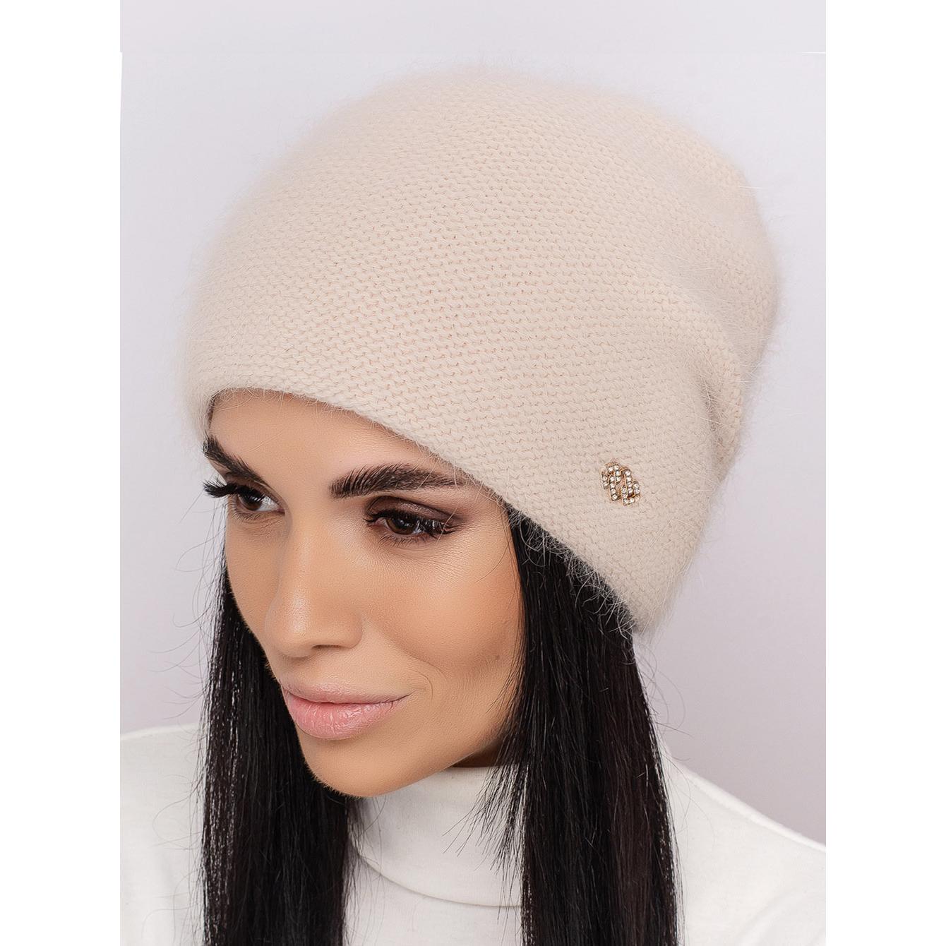 Шапка жіноча подвійна ангорова Leks Веселка one size Світло-бежевий - фото 1