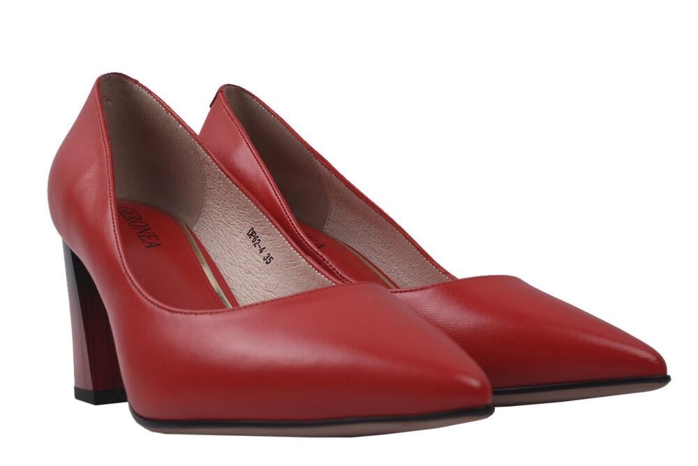Туфли Geronea на каблуке женские из кожи р. 36 Красный (900-20DT)