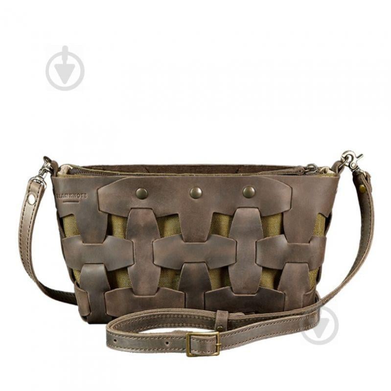 Шкіряна плетена сумка жіноча BlankNote Пазл Crazy Horse S Темно-Коричнева (BN-BAG-31-o)