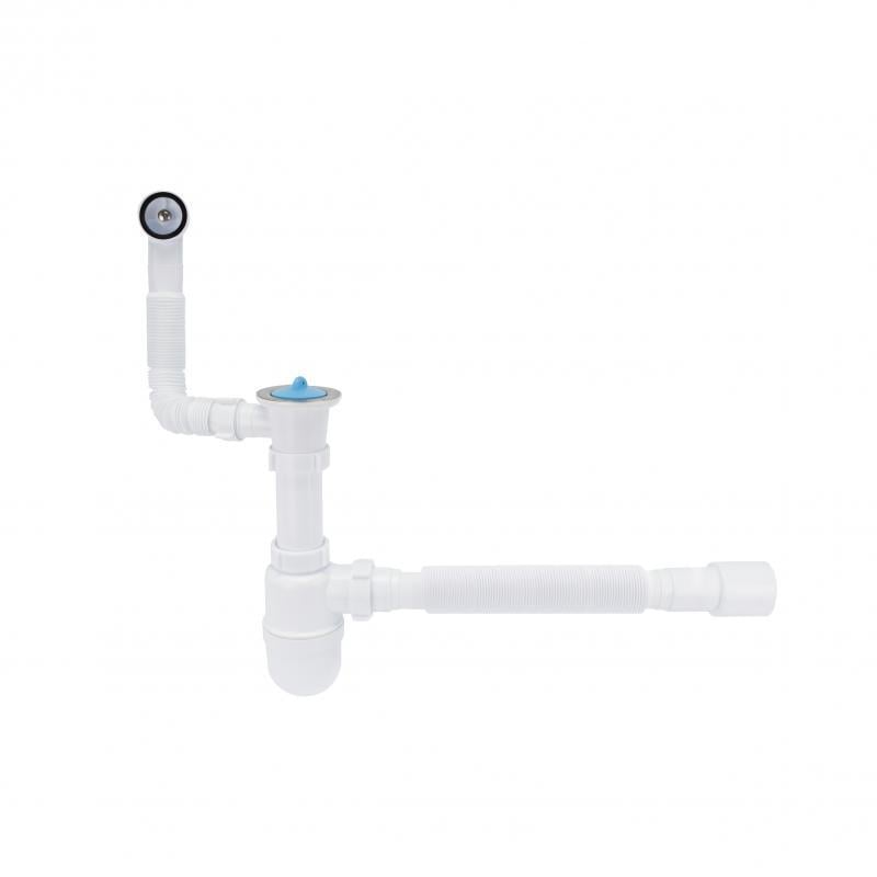 Сифон для раковини Lidz WHI 60 08 E004 00 з круглим переливом та виходом 50 мм