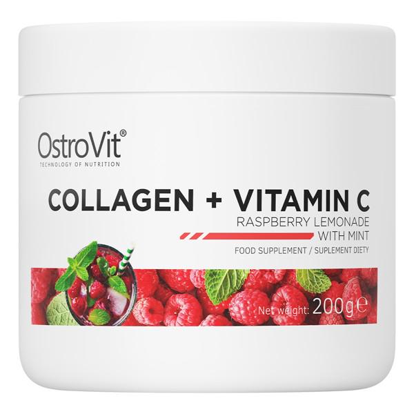 Коллаген OstroVit Collagen + Vitamin C 200 г Малиновый лимонад с мятой
