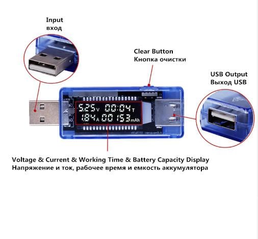 Тестер USB Keweisi амперметр/вольтметр с цифровым дисплеем - фото 8