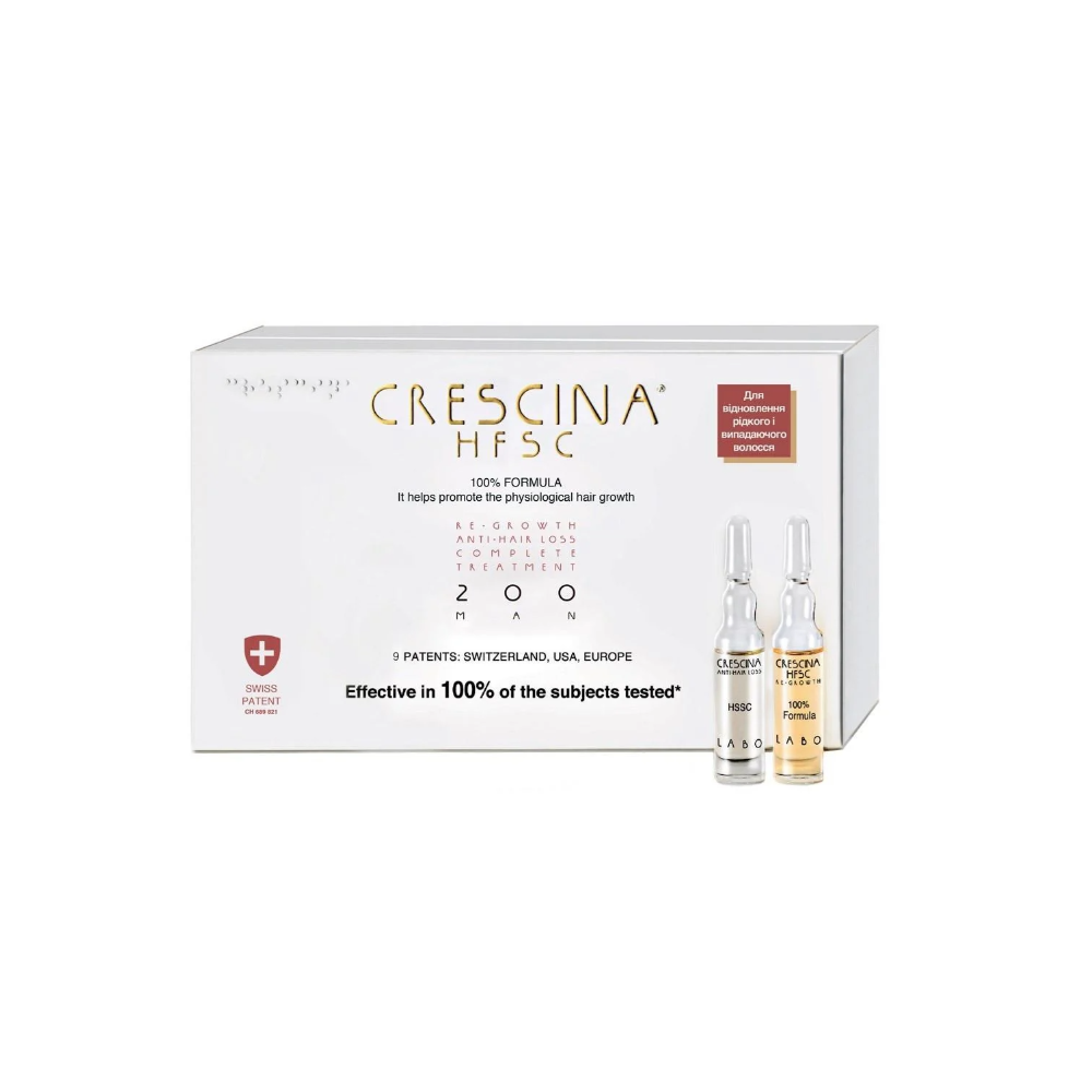 Засіб для росту та проти випадіння волосся для чоловіків Crescina HFSC Transdermic Complete Treatment 200 20х3,5 мл