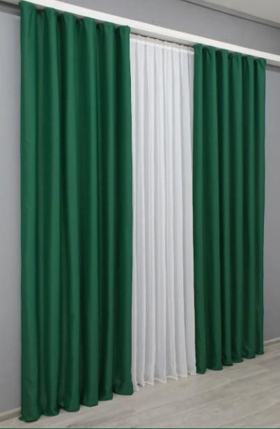 Комплект штор в гостиную/спальню Midnight блекаут 1,5х2,9 м 2 шт. Зеленый (1398ш) - фото 2 Комплект штор в гостиную/спальню Midnight блекаут 1,5х2,9 м 2 шт. Зеленый (1398ш) - фото 2
