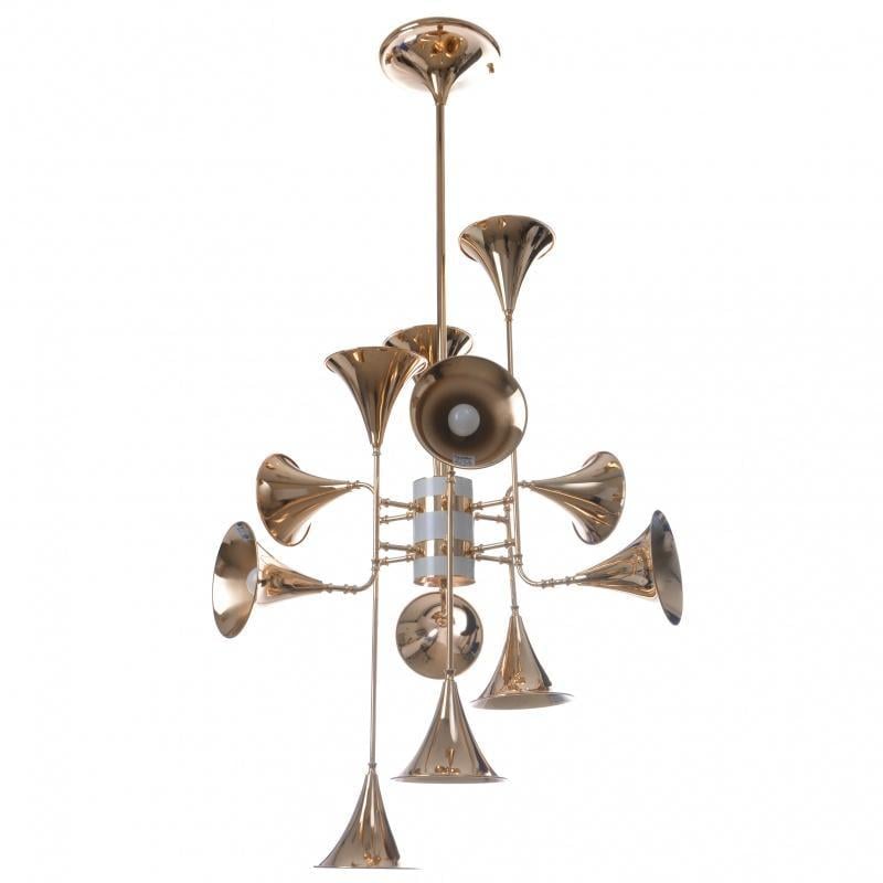 Люстра потолочная Brille BL-413S/12 E14 G музыкальная труба на 12 плафонов