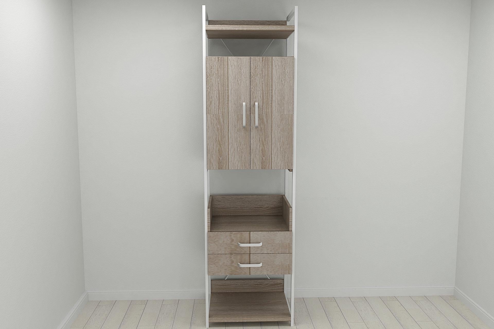 Шкаф-гардероб Ferrum-decor Коннект Уни секция 5 металл/ДСП 32 мм 220x60x50 см Белый/Дуб Сонома Трюфель (FRD-104522)